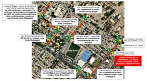 Mapa con el corte de Calles para este fin de semana en Copiapó